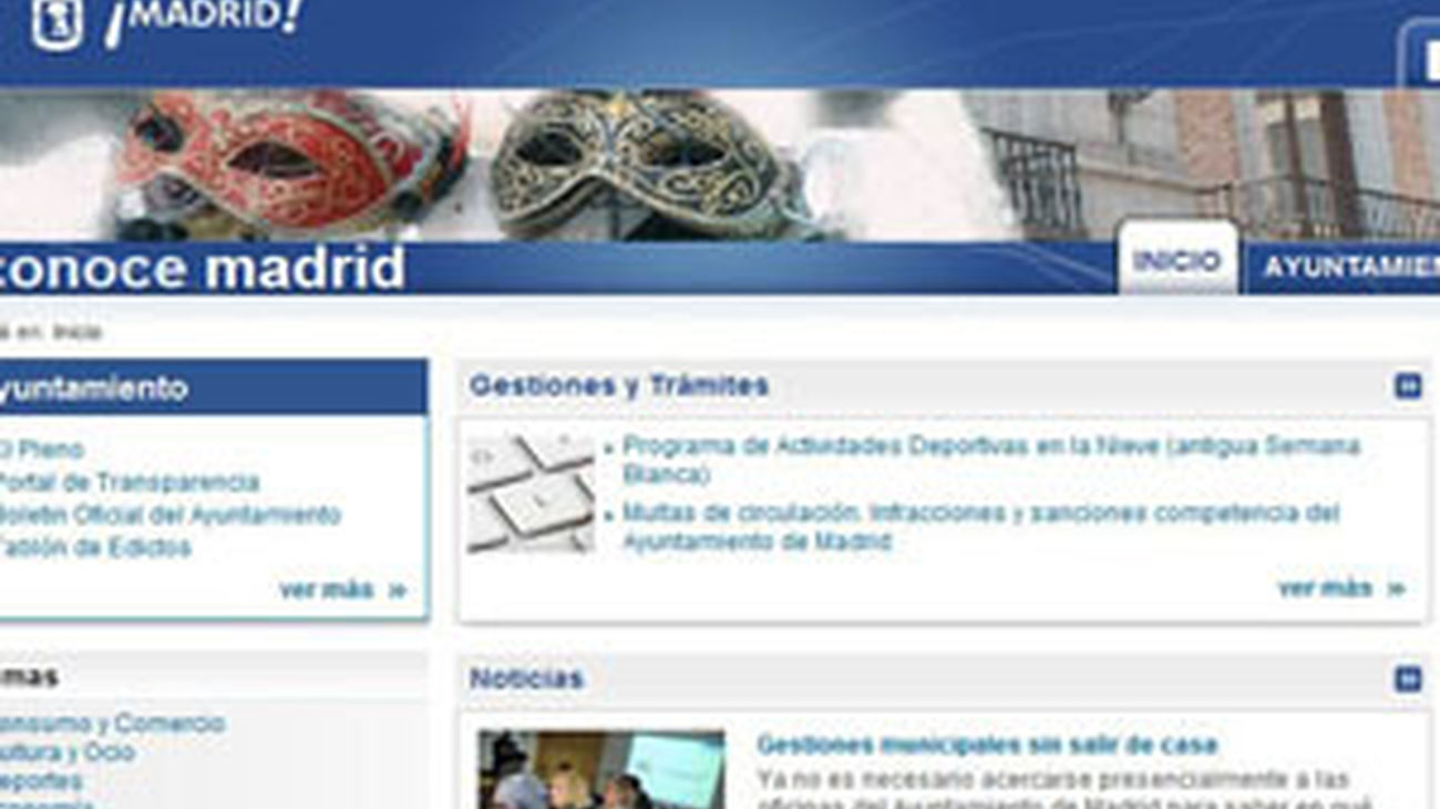 Página web ayuntamiento de Madrid