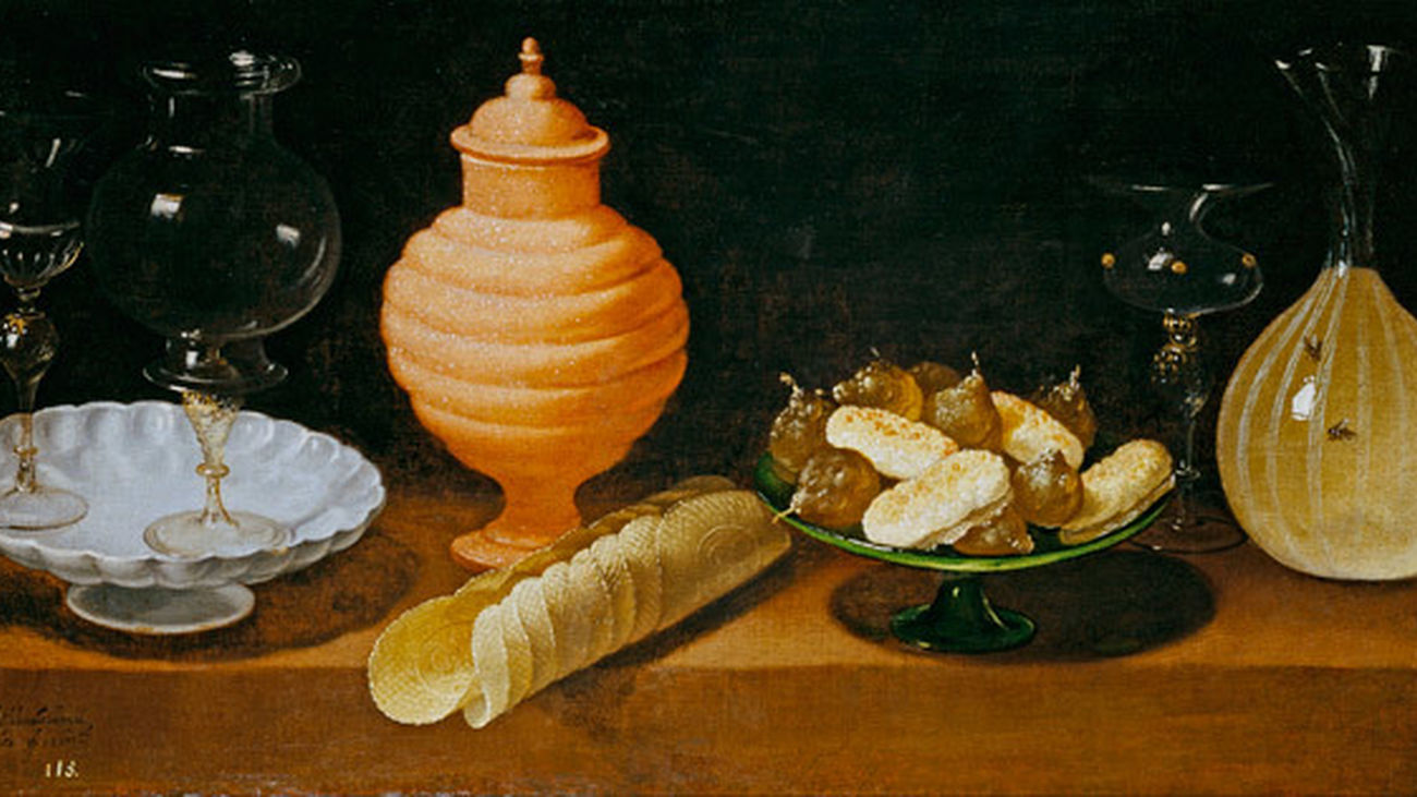Bodegón con dulces y recipientes de cristal, de Juan van der Hamen. Obra expuesta en el Museo del Prado