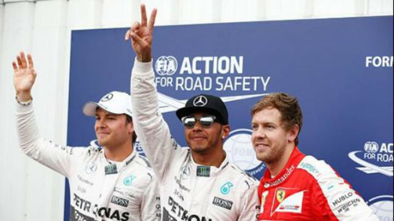 Rosberg, Hamilton y Vettel