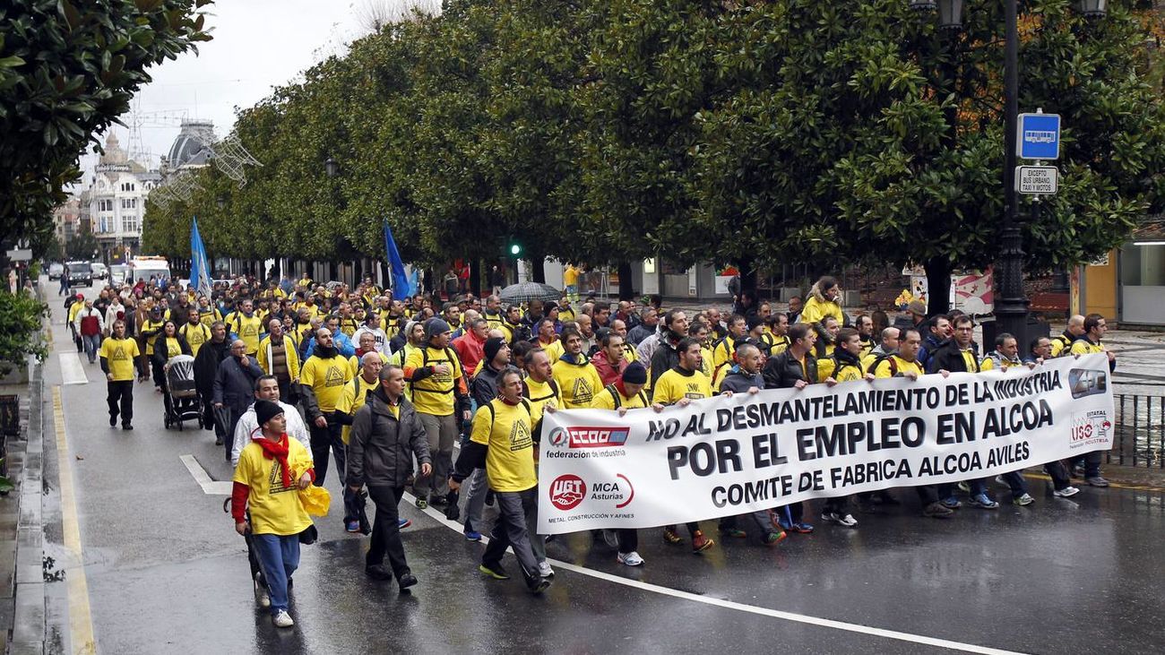 Protesta trabajadores Alcoa en Avilés.