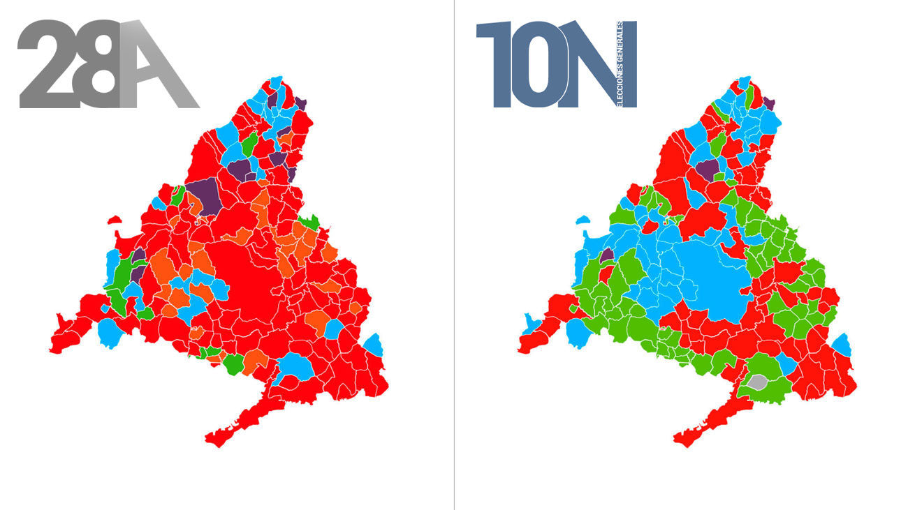 El mapa de las elecciones del 10N en Madrid