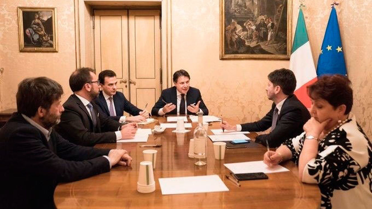 El primer ministro de Italia, Giuseppe Conte, en una reunión del Gobierno italiano