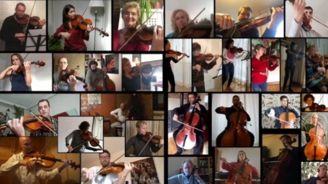 La Orquesta de Castilla y León interpretando el 'Himno a la Alegría' desde casa