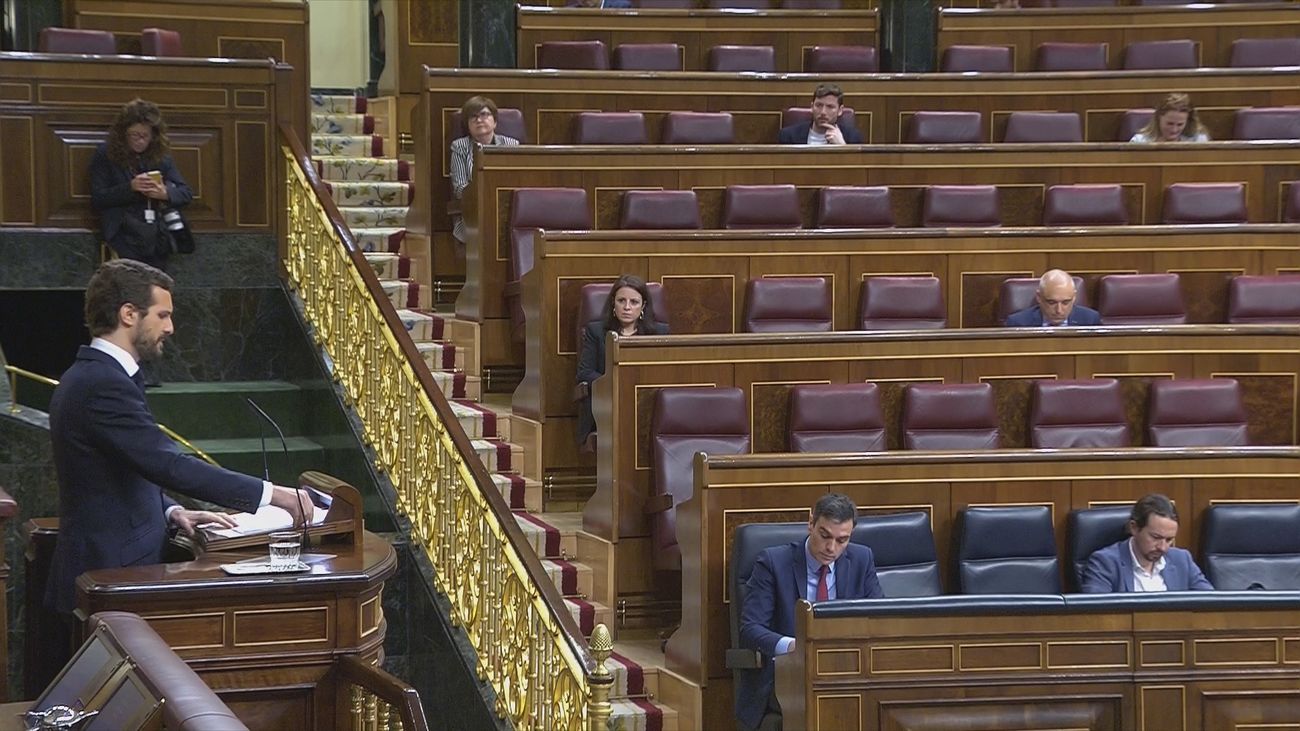 Pablo Casado en su turno de réplica en el Congreso de los Diputados