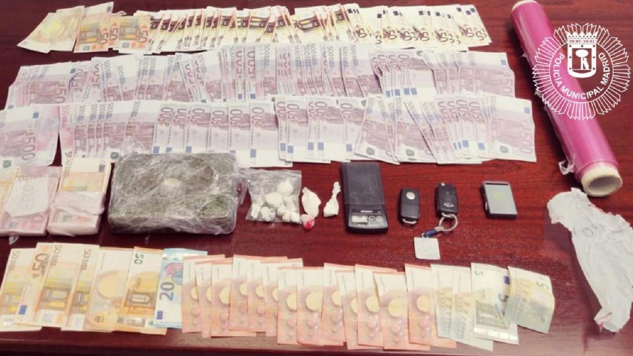 Dinero y droga incautados por la Policía Municipal de Madrid