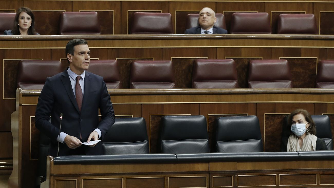 Pedro Sánchez durante la petición de una nueva prórroga del estado de alarma