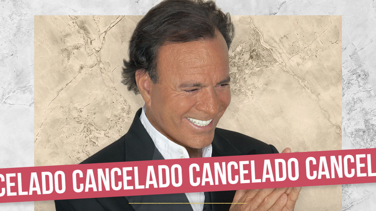 Cartel de cancelación de los conciertso de Julio Iglesias