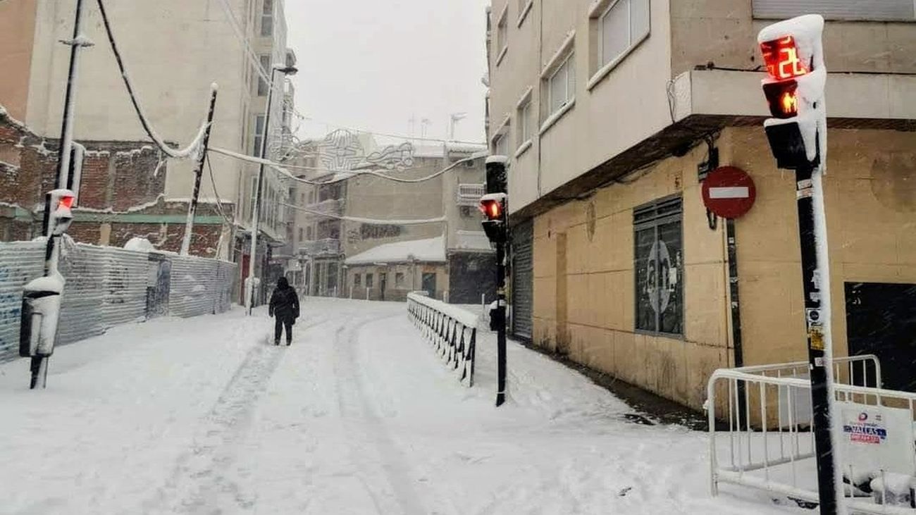 Getafe en plena nevada de la borrasca Filomena