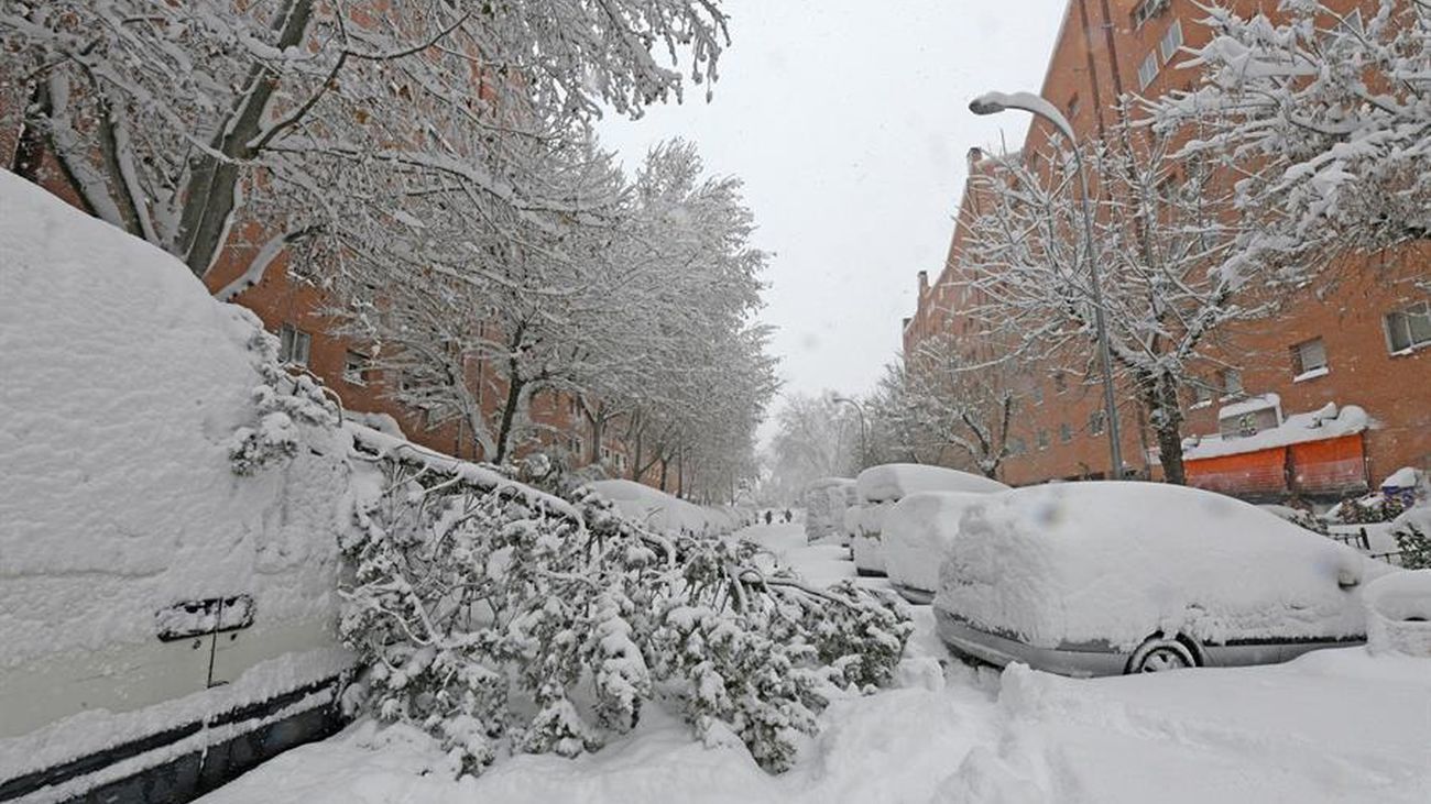 Estado de una calle de Madrid tras la nevada Filomena de este mes de enero