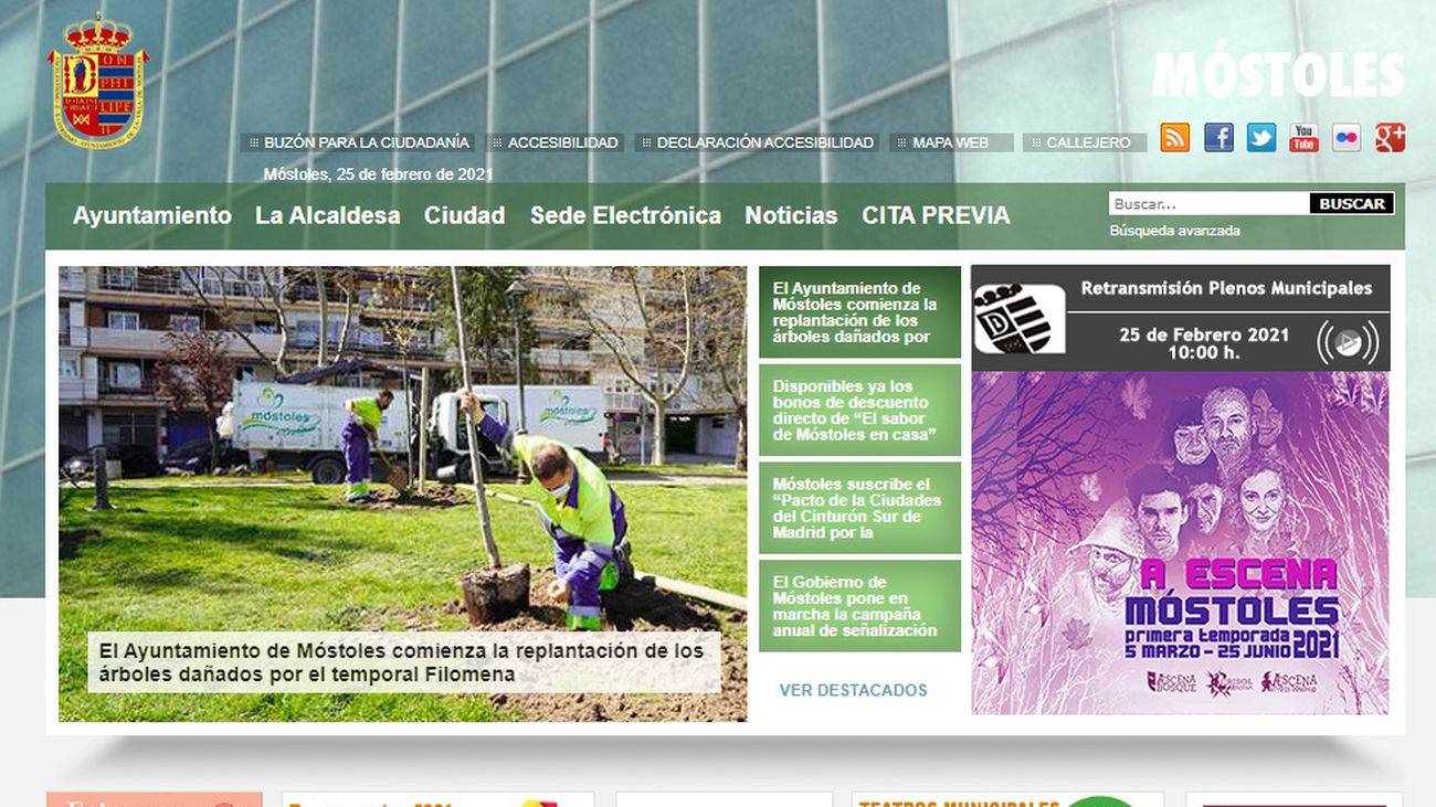 La web del Ayuntamiento de Móstoles, en una imagen de archivo