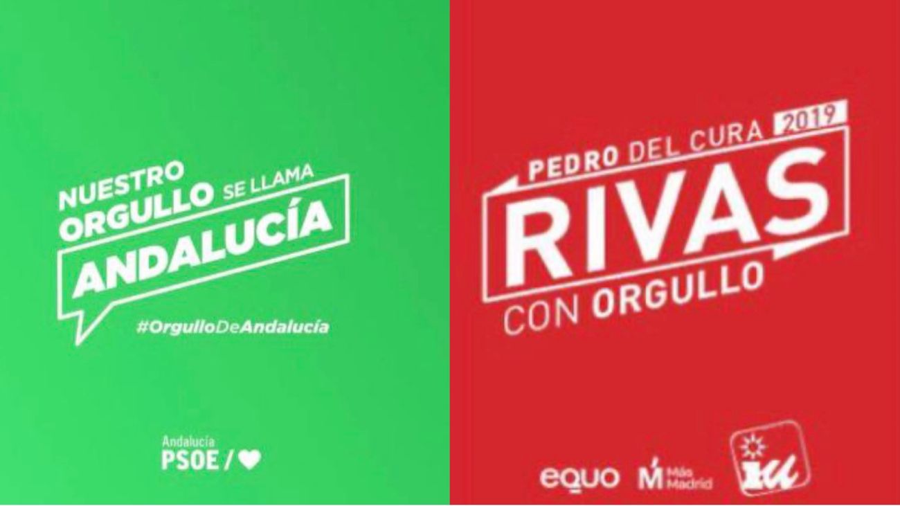 Eslóganes del PSOE Andalucía y de IU Rivas