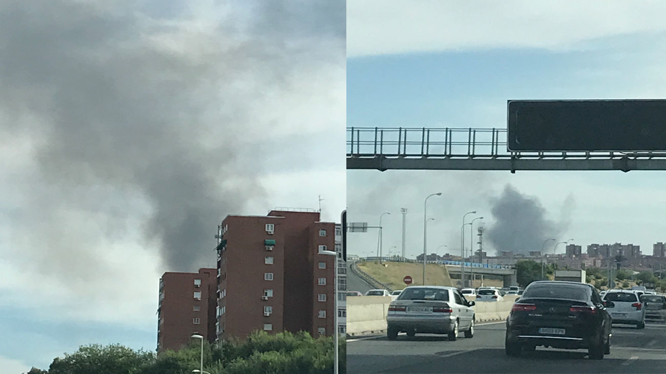 Incendio de Villaverde desde distintos puntos de Madrid