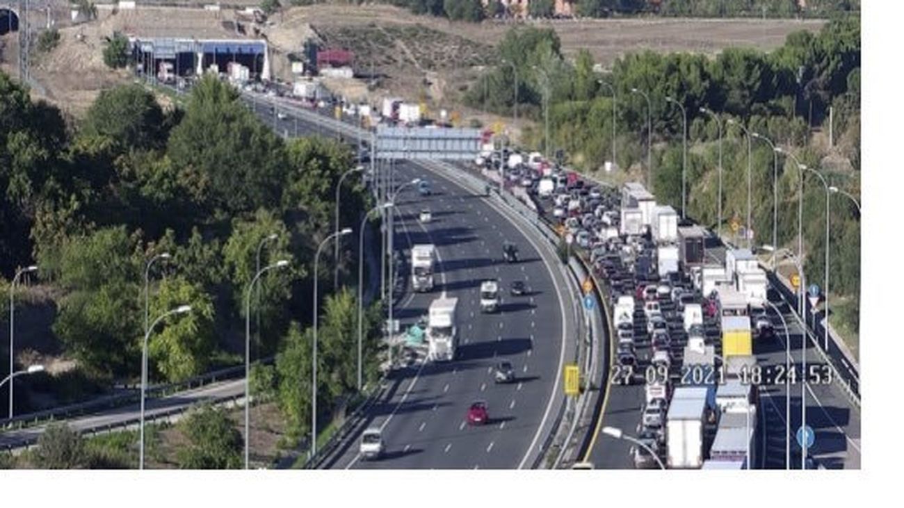 Estado del tráfico tras el accidente en la M-50 en Getafe
