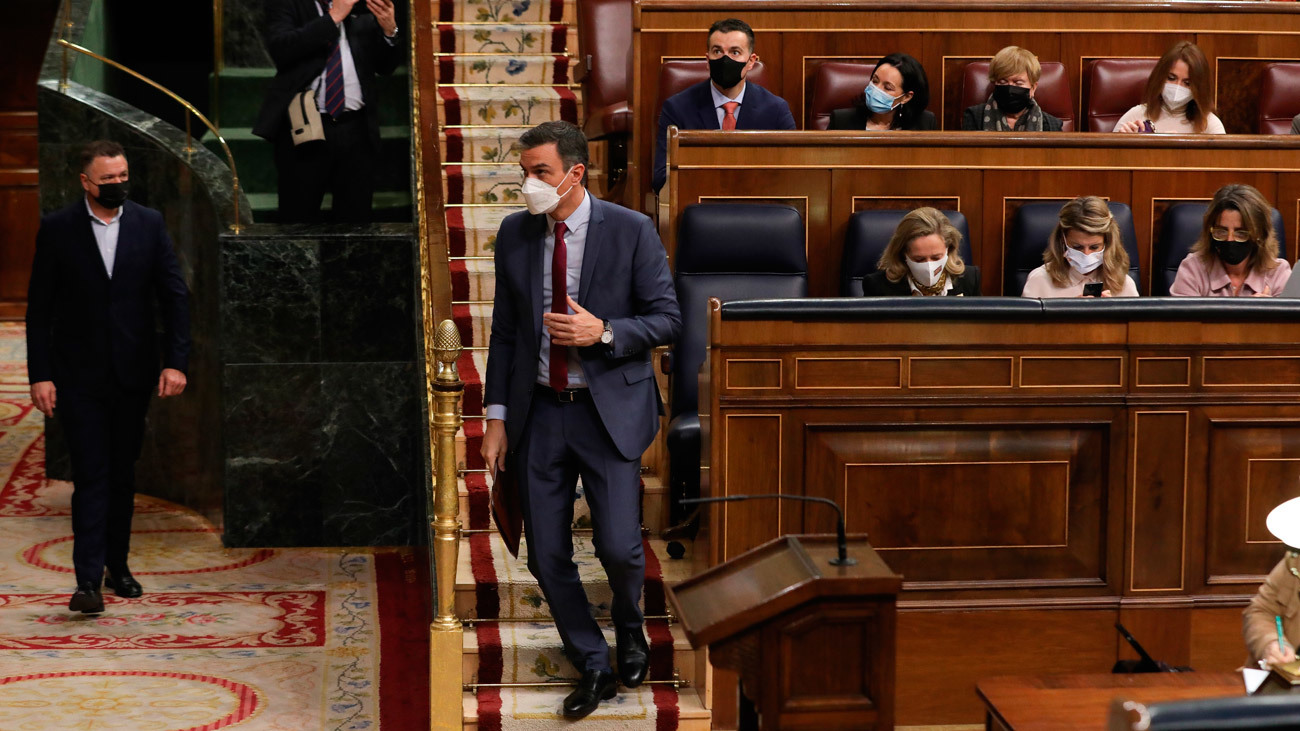 El Presidente del Gobierno, Pedro Sánchez, en el pleno del Congreso de los Diputados