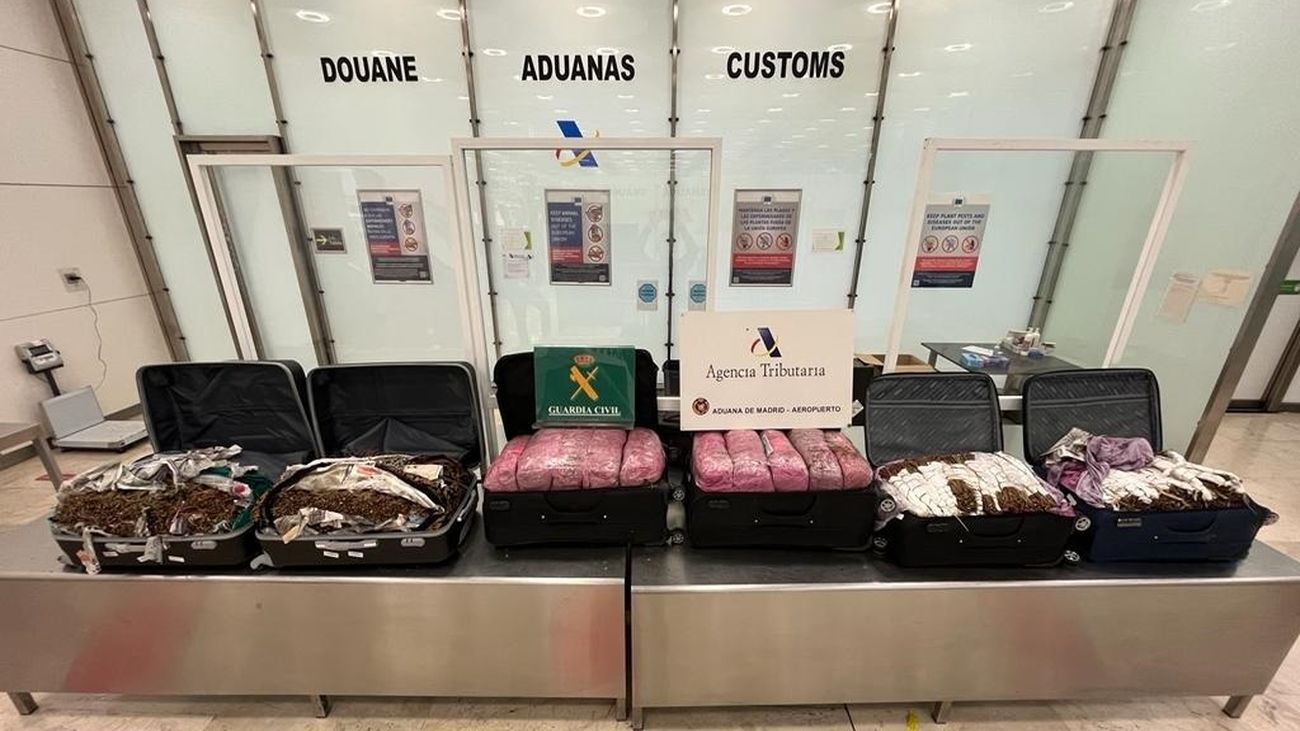 Incautados en el aeropuerto de Barajas 92 kilos de ‘khat’ transportado en el interior de cuatro maletas