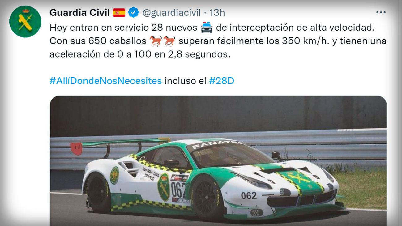 La Guardia Civil publica en las redes sociales su nuevo modelo de vehículo, el Día de los Inocentes