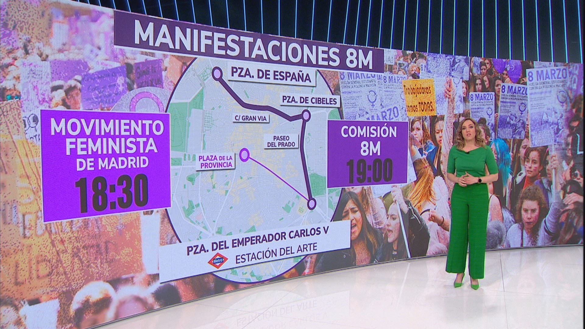 Metro, autobuses y cortes de tráfico en Madrid por la Huelga feminista del  8M