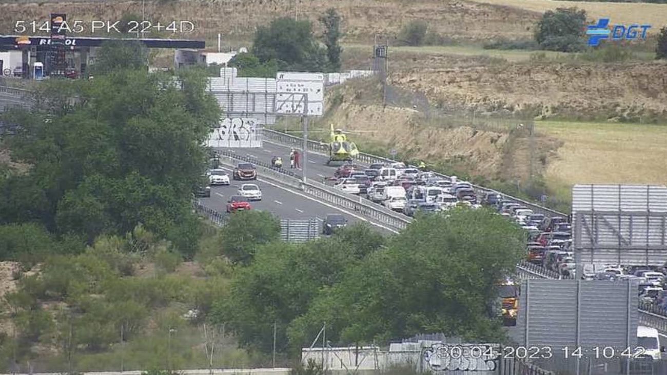 Cortada la A5 en sentido Madrid por un accidente