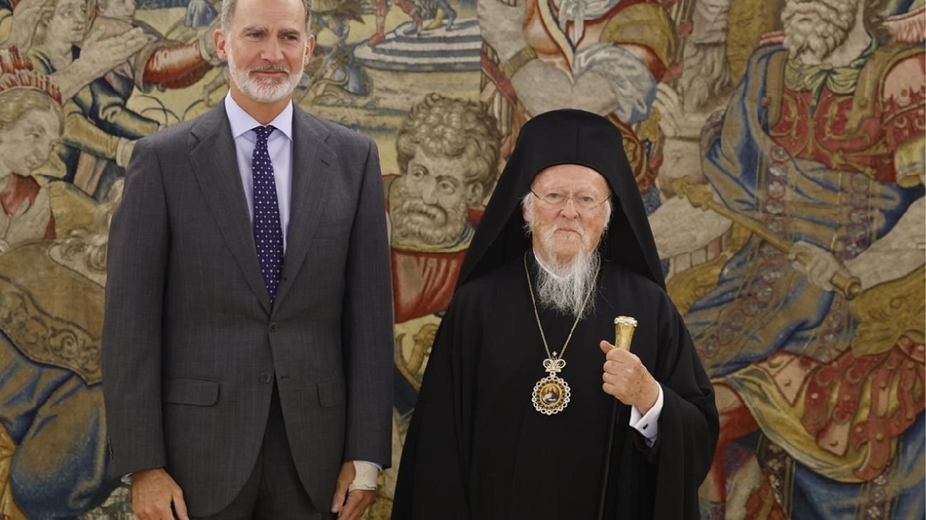 El rey Felipe VI con el patriarca de Constantinopla, Bartolomé I