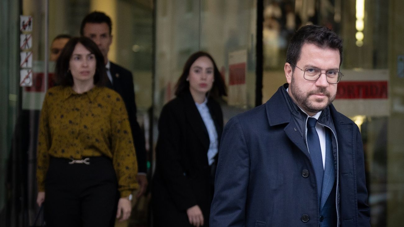 El presidente de la Generalitat, Pere Aragonès, sale de declarar en la Ciudad de la Justicia en Barcelona