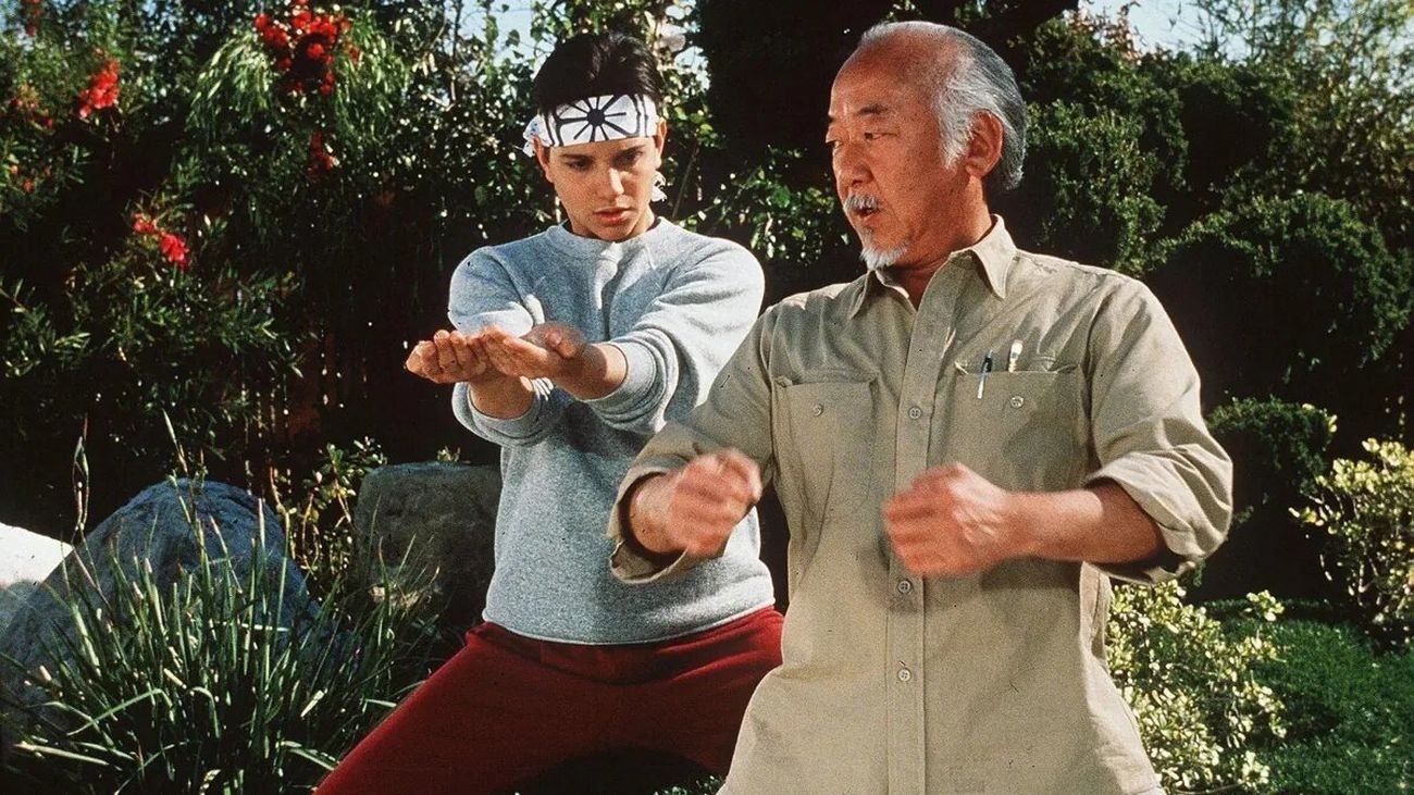 Pat Morita y Ralph Macchio en 'Karate Kid'