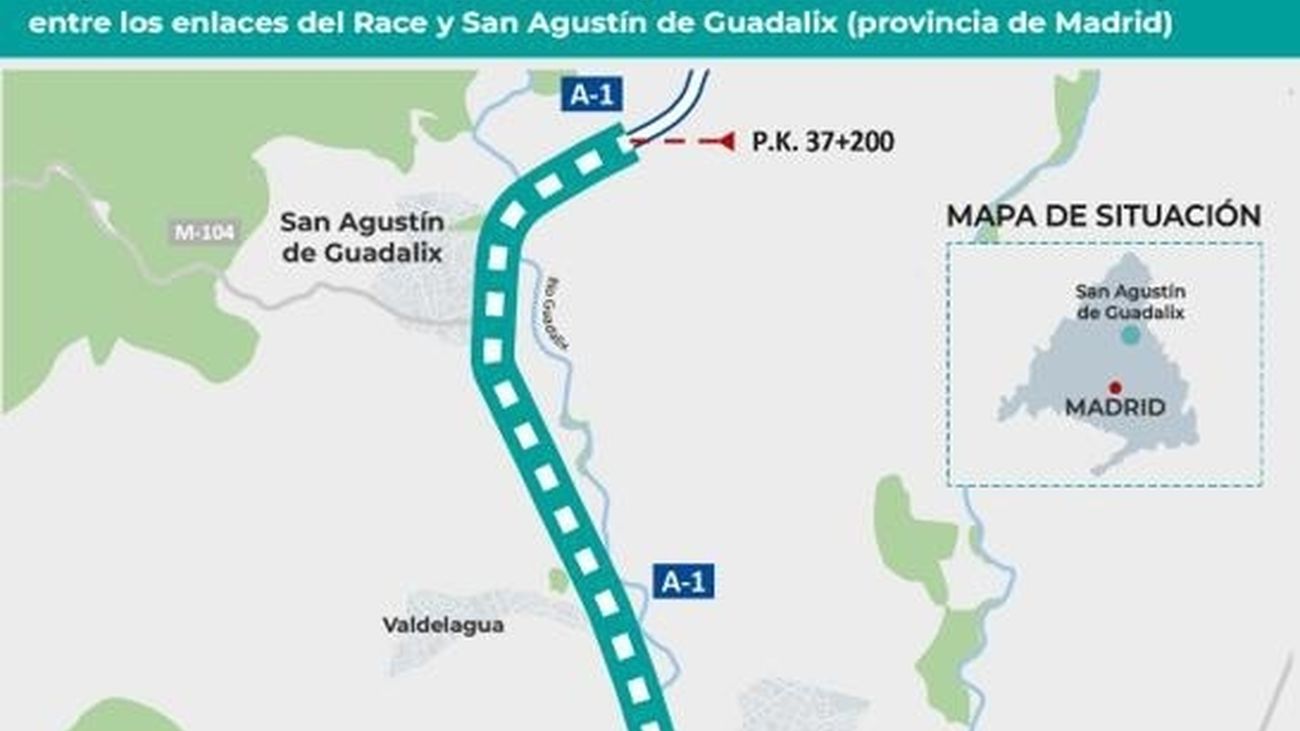 Adjudicado  el tercer carril en la A-1, entre los enlaces del Race y San Agusín de Guadalix