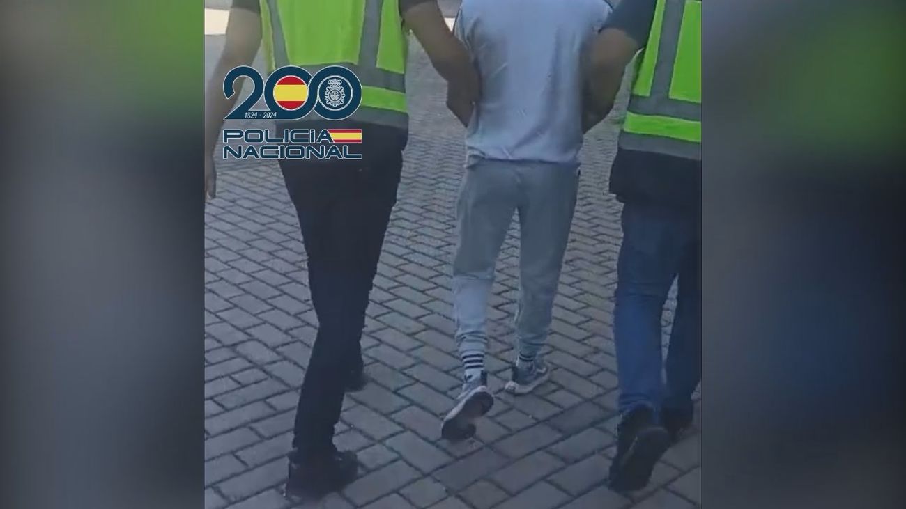 Momento de la detención en Alcorcón del sicario buscado por Venezuela