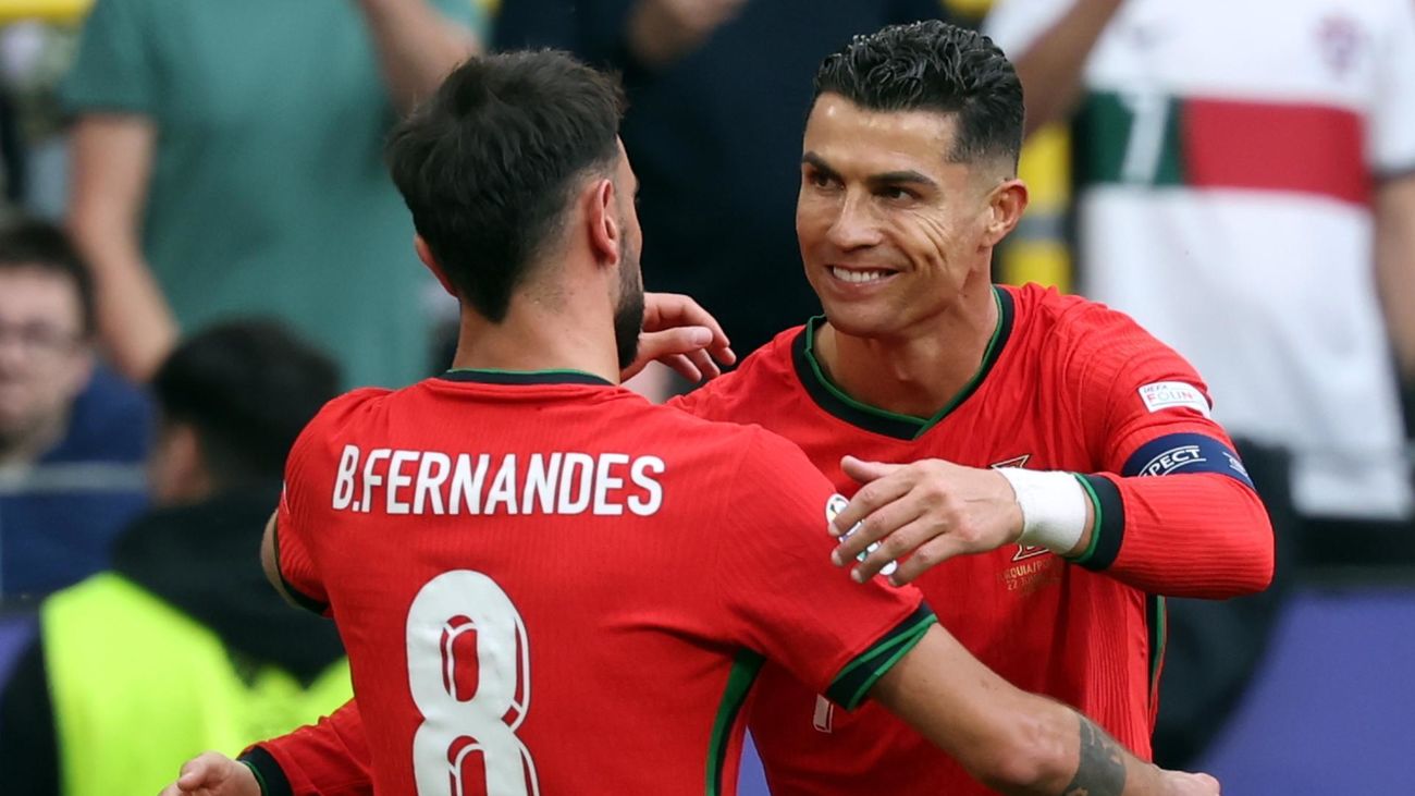 Bruno Fernandes y Cristiano Ronaldo