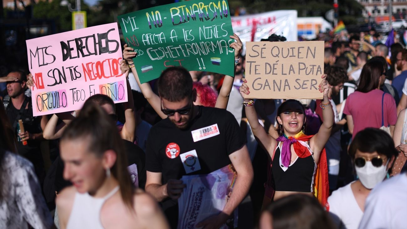 Asistentes una manifestación organizada por la plataforma de Orgullo Crítico en Madrid