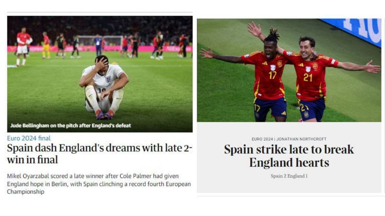 Titulares de los diarios británicos tras el triunfo de España en la Eurocopa