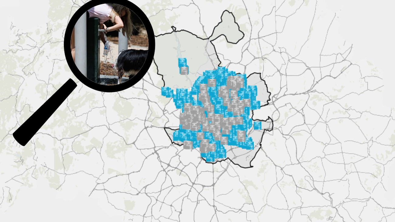 Mapa de las fuentes de agua para beber de Madrid