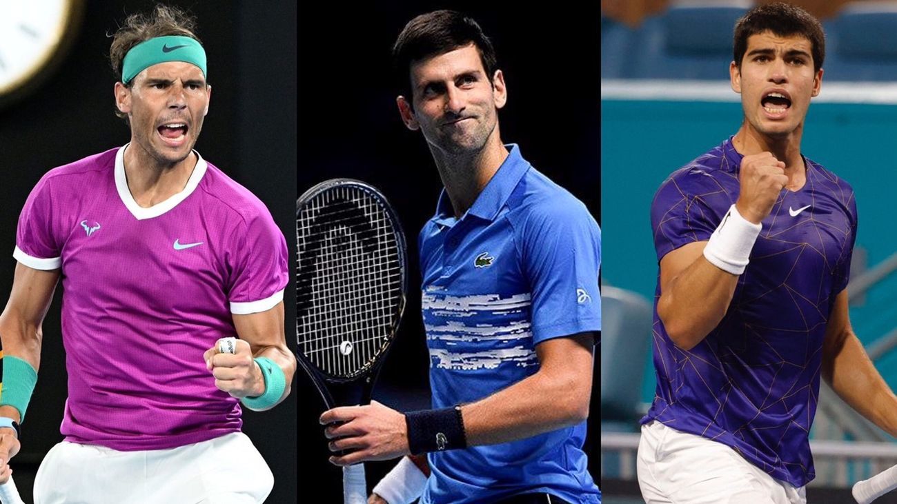 Alcaraz, Nadal y Djokovic