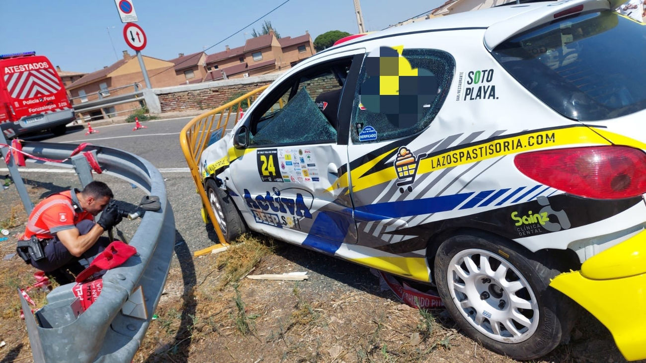 El coche que atropelló a siete espectadores en un rally en Navarra