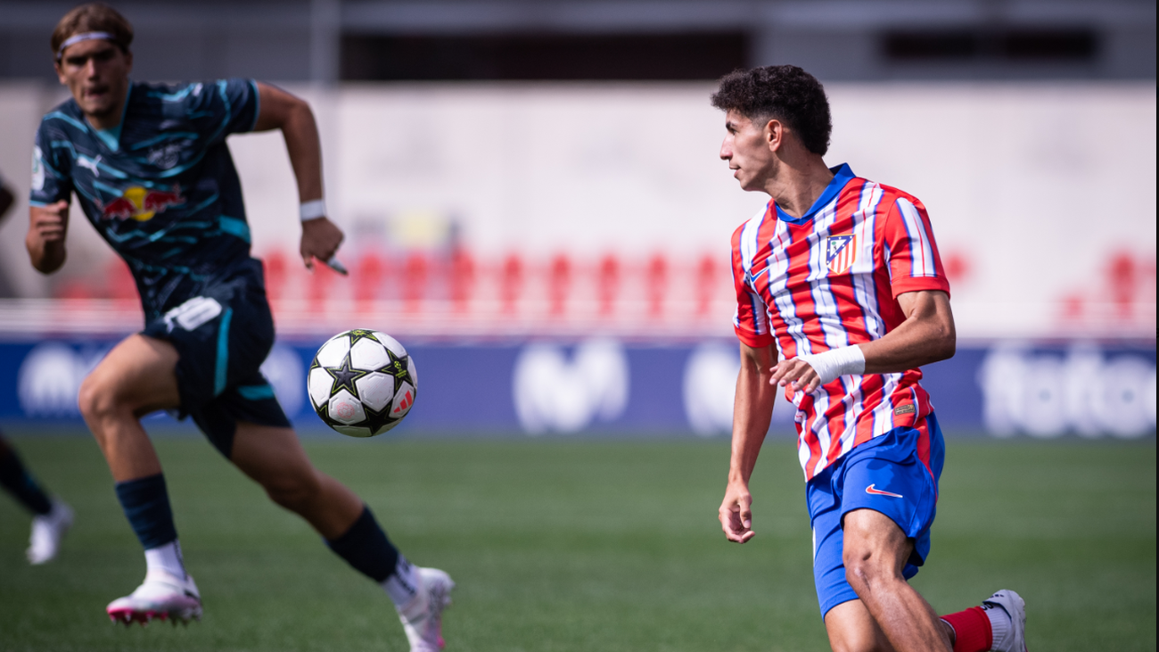 El Atlético de Madrid juvenil ante el Leipzig