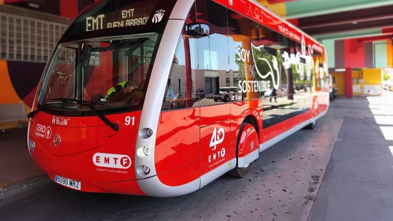 Autobús eléctrico de la flota de la empresa municipal de Fuenlabrada