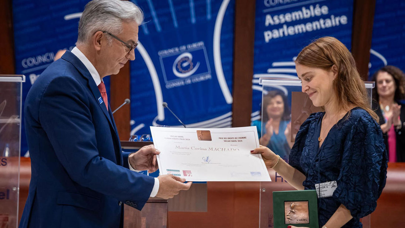 María Corina Machado gana el premio Václav Havel de Derechos Humanos del Consejo de Europa