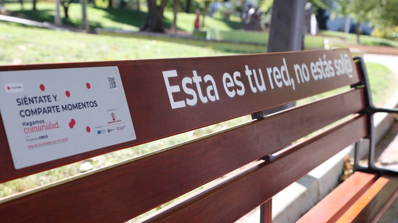 El 'Banco para compartir', en el Parque de la Paz de Alcorcón