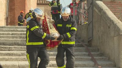 Simulan un incendio en la iglesia de Villamanta para entrenar la protección del patrimonio regional