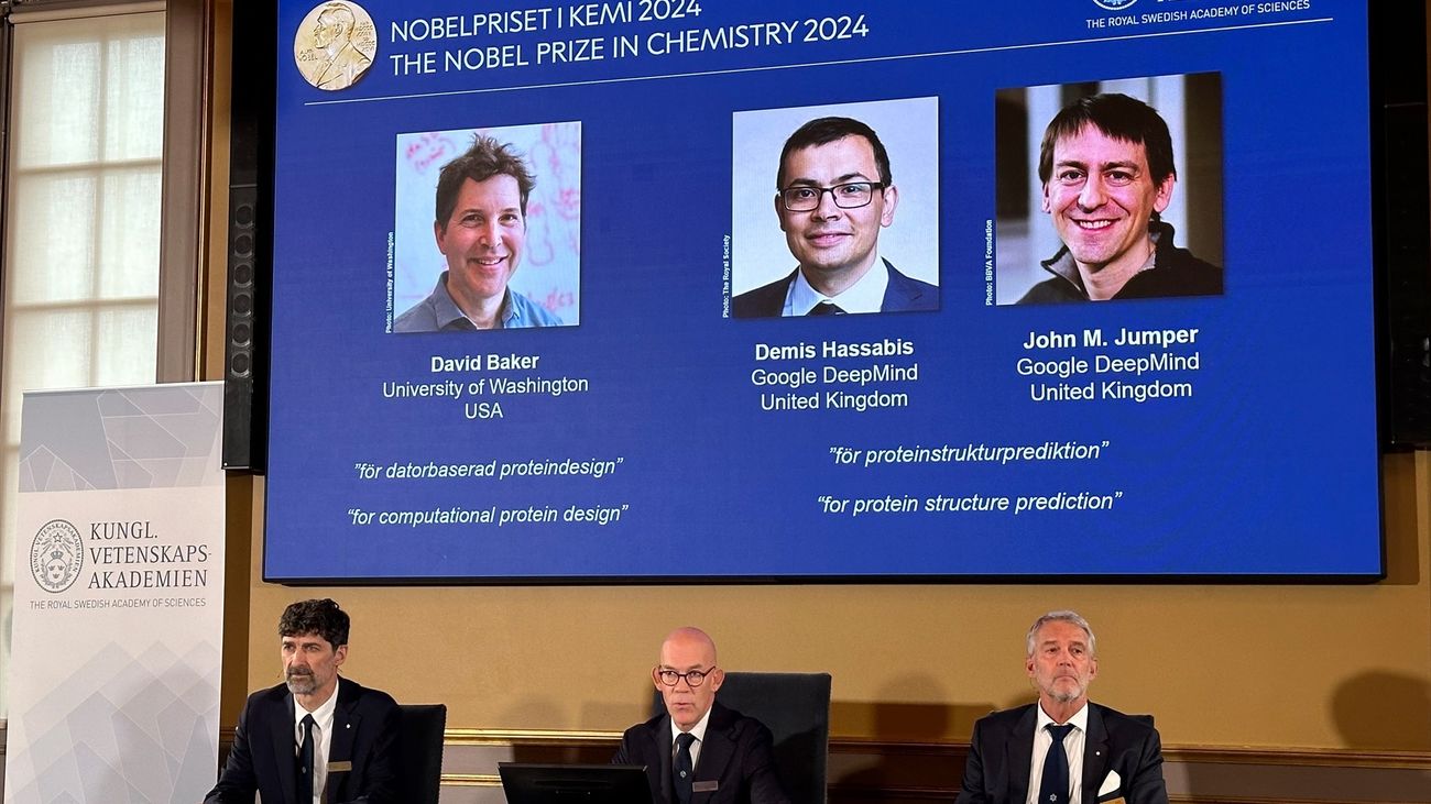 Anuncio del Premio Nobel de Química para Demis Hassabis, John M. Jumper  y David Baker