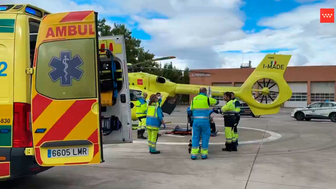 Accidente laboral en Arganda del Rey: Un trabajador evacuado en helicóptero tras caer de un andamio