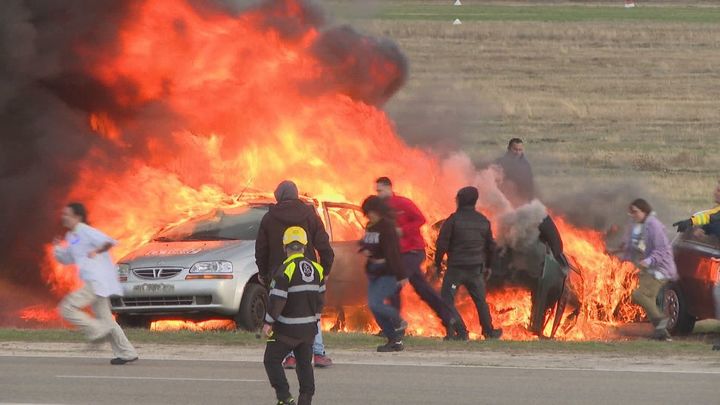 Explosiones, tiroteos y persecuciones en un simulacro de emergencias en Cuatro Vientos