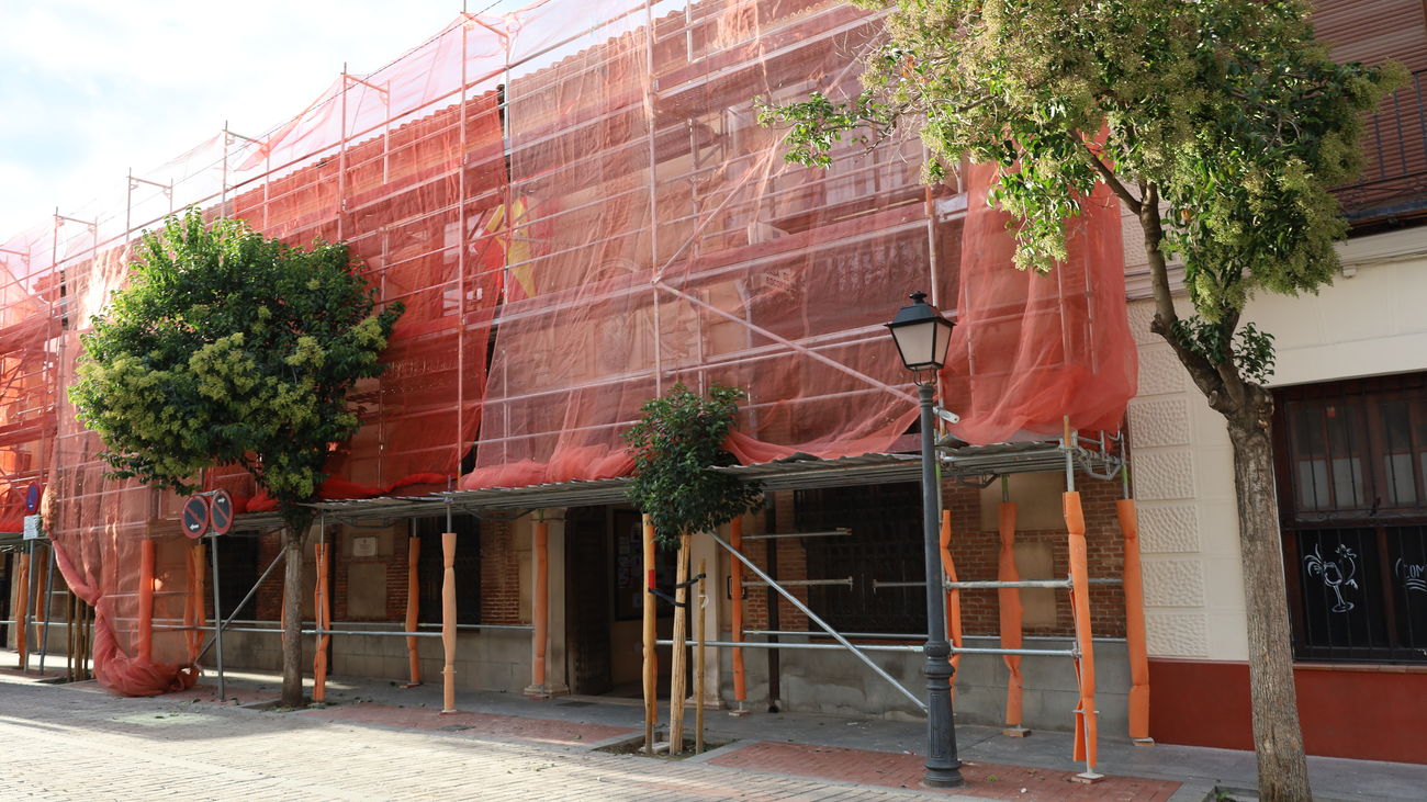 Andamios en la histórica Casa de Socorro de Alcalá de Henares