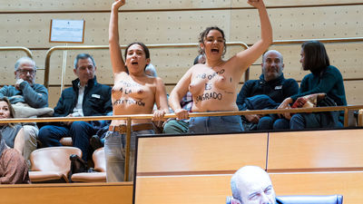 Desalojan del Senado a dos activistas de Femen que protestaban contra la cumbre internacional contra el aborto