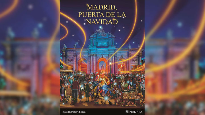 Un viaje a través del tiempo frente a la Puerta de Alcalá protagoniza el cartel navideño del Ayuntamiento de Madrid