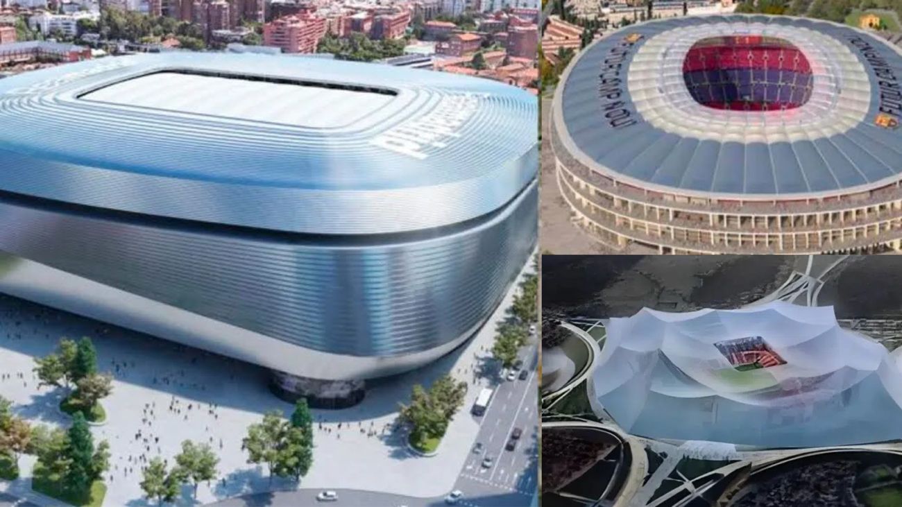 Estadios Santiago Bernabéu de Madrid, Camp Nou de Barcelona y Hassan II de Casablanca