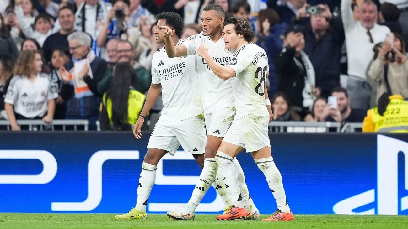 Mbappé celebra su gol al Getafe