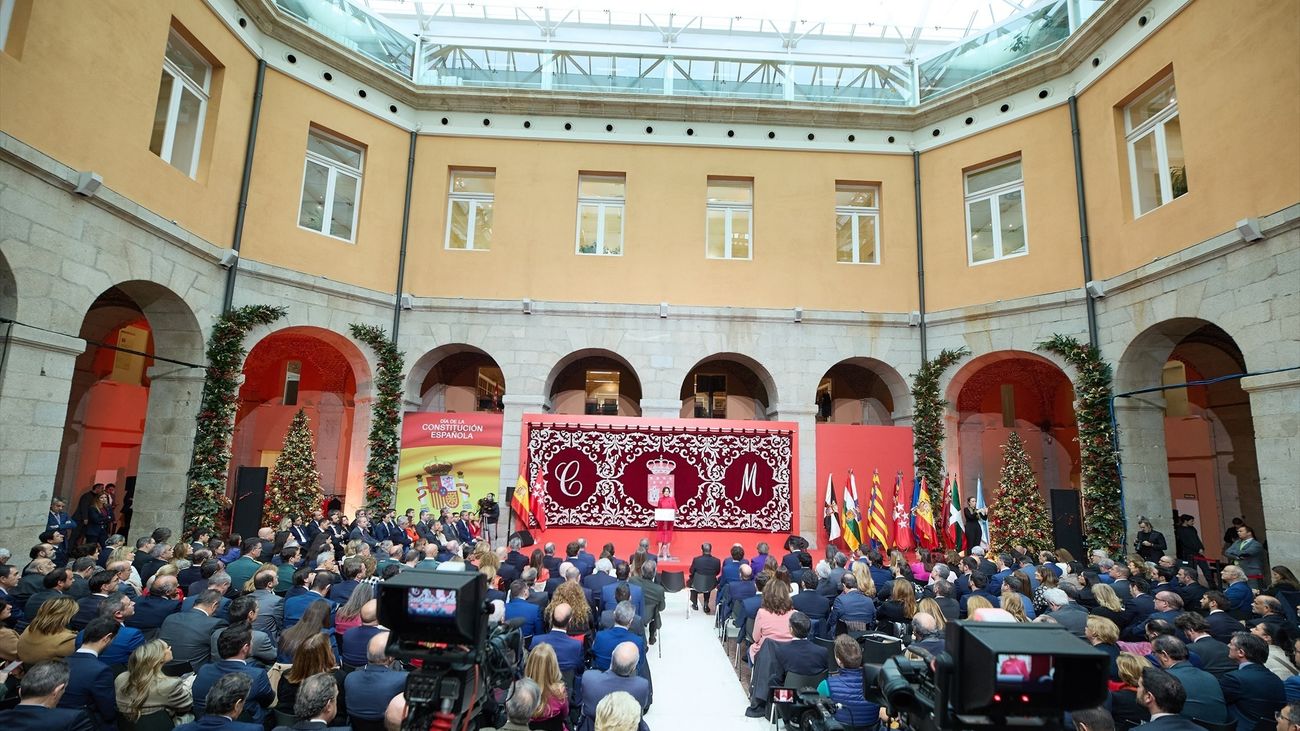 La presidenta de la Comunidad de Madrid, Isabel Díaz Ayuso, interviene en los actos conmemorativos por el Día de la Constitución en 2023