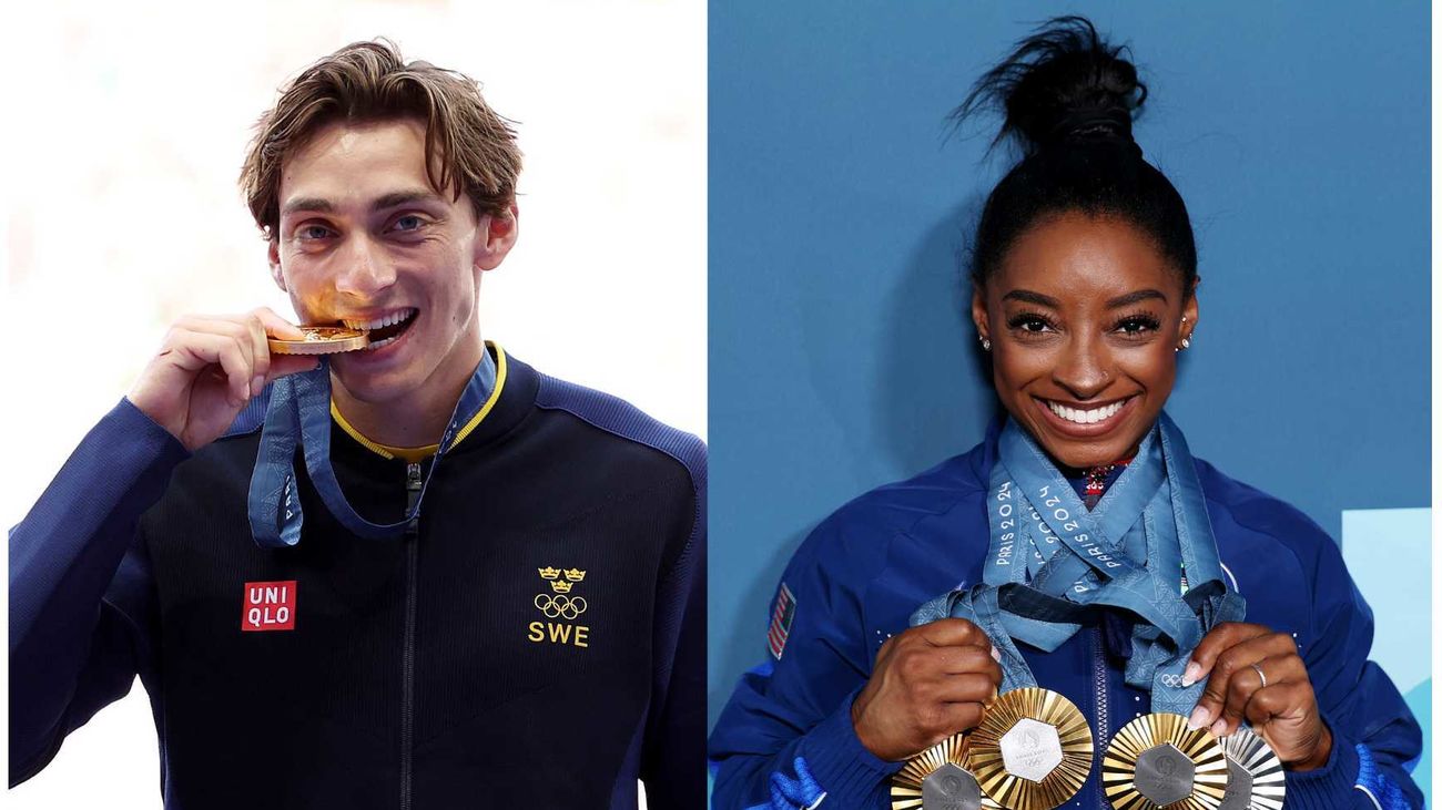 Armand Duplantis y Simone Biles