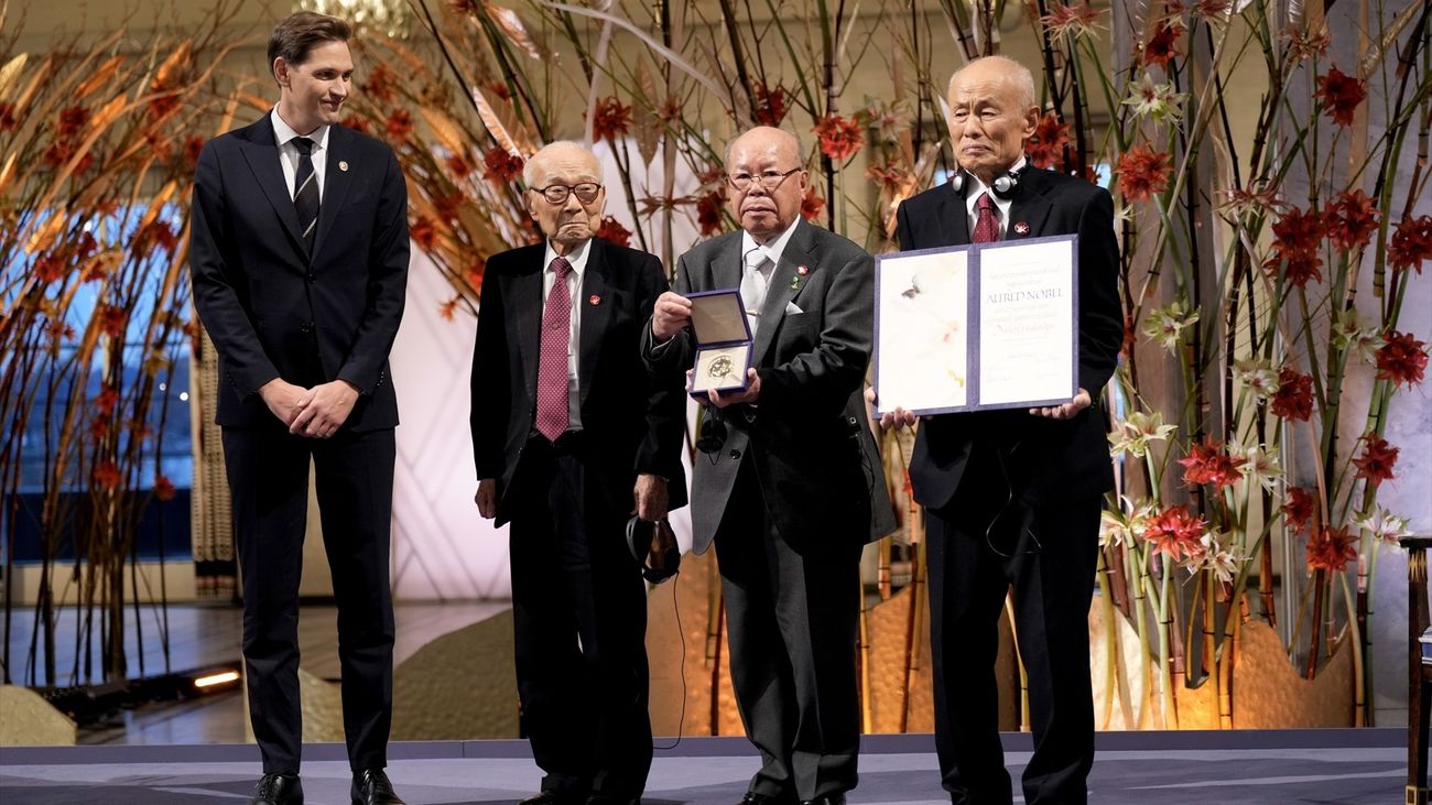 Entrega del Premio Nobel de la Paz 2024 a miembros de Nihon Hidankyo en Oslo