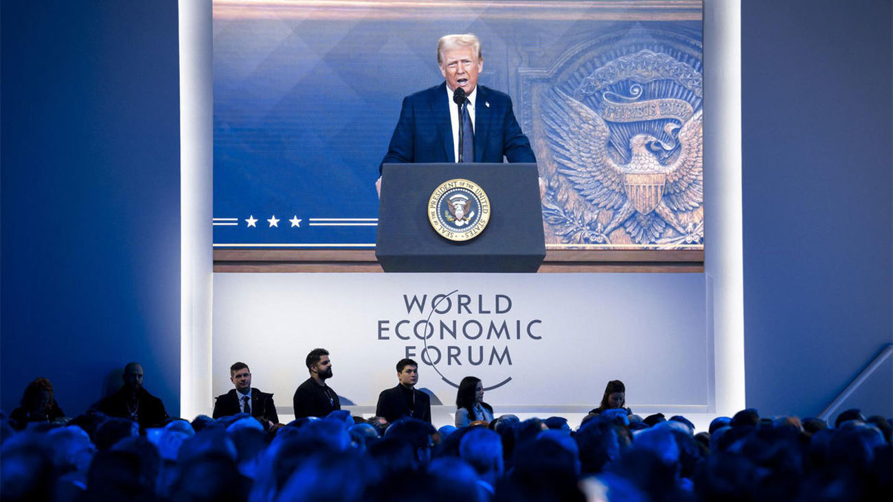 Donal Trump interviene ante el Foro Económico Mundial en Davos